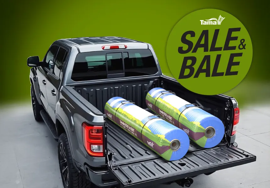 Pickup truck with two rolls of net wrap